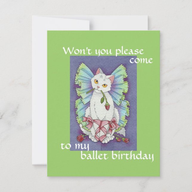 Ballerina Dance Kattunge Cute Birdday Card Inbjudningar (Framsida)