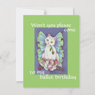Ballerina Dance Kattunge Cute Birdday Card Inbjudningar