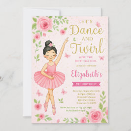 Ballerina Dance och Twirl Birthday Inbjudningar