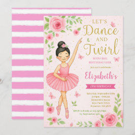 Ballerina Dance och Twirl Birthday Inbjudningar