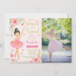 Ballerina Dance och Twirl Birthday Photo Inbjudningar