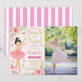 Ballerina Dance och Twirl Birthday Photo Inbjudningar