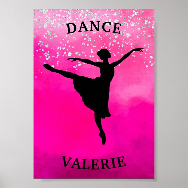 Ballerina Dance Rosa Ombre Gnistra Poster (Framsidan)