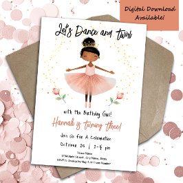 Ballerina Dance Twirl 3:e födelsedagstjudets Rosa Inbjudningar