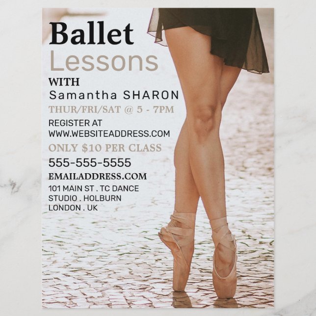 Ballerina Dancer, Dance Lesson Advertising Flyer (Framsidan)