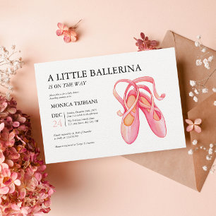 Ballerina Dancer Girl Baby Shower Minimalist Showe Inbjudningar