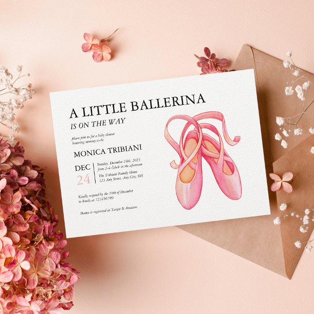 Ballerina Dancer Girl Baby Shower Minimalist Showe Inbjudningar (Skapare uppladdad)