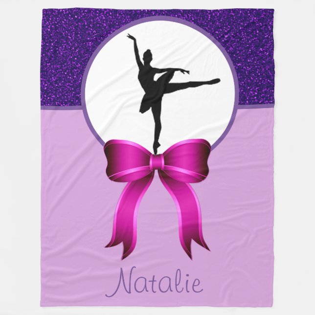 Ballerina Dancer Glitter och Bow Fleece Blanket (Framsidan)
