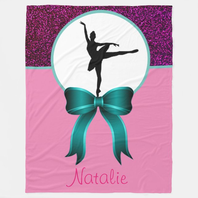 Ballerina Dancer Glitter och Bow Fleece Blanket (Framsidan)