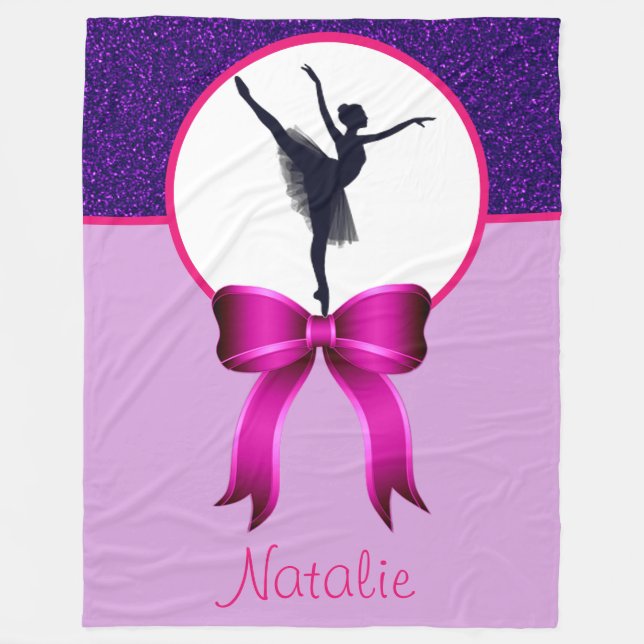 Ballerina Dancer Glitter och Bow Fleece Blanket (Framsidan)
