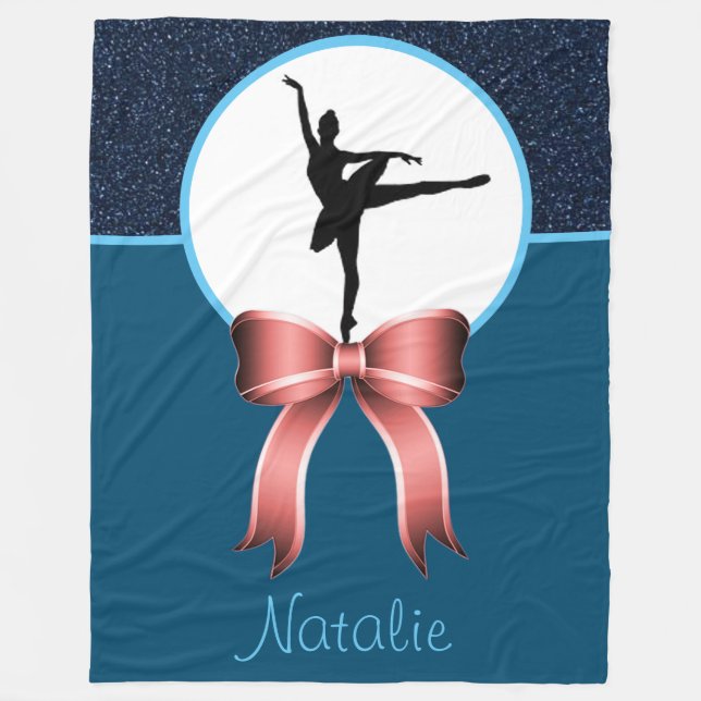 Ballerina Dancer Glitter och Bow Fleece Blanket (Framsidan)