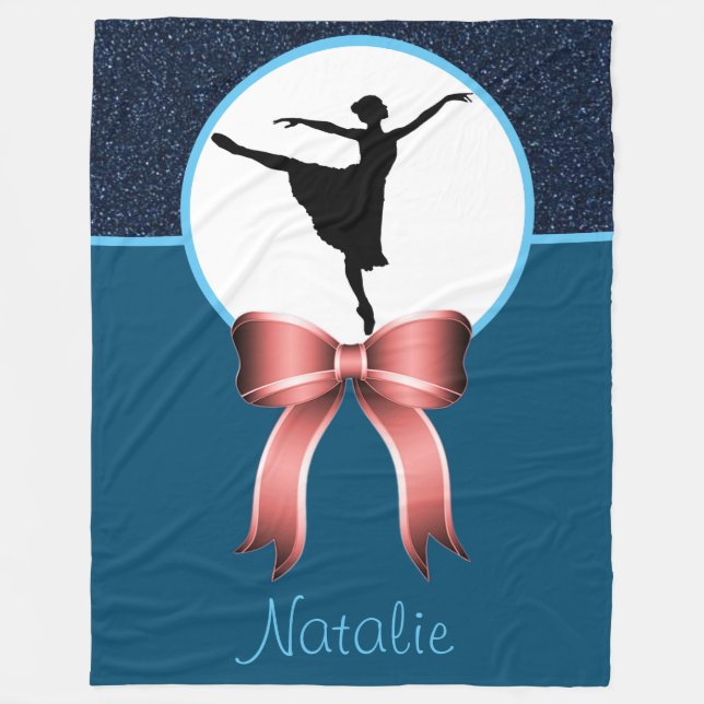 Ballerina Dancer Glitter och Bow Fleece Blanket (Framsidan)