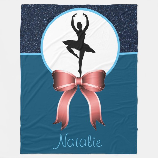 Ballerina Dancer Glitter och Bow Fleece Blanket (Framsidan)