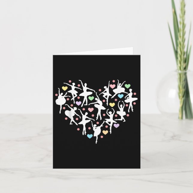 Ballerina Dancer Heart Valentines day Teacher Danc Kort (Framsida)
