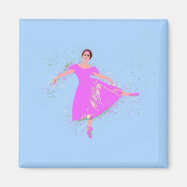 Ballerina Dancer Magenta Rosa Dress Magnet (Framsidan)