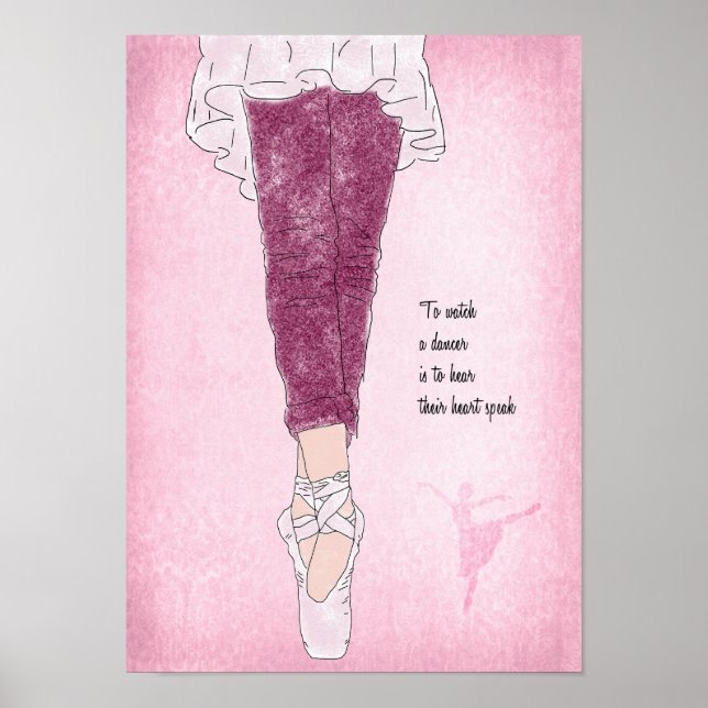 Ballerina Dancer på Pointe på Rosa Poster (Framsidan)