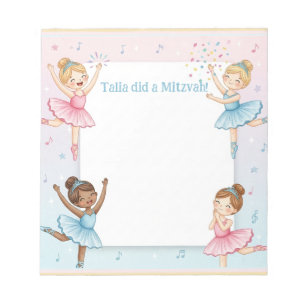 Ballerina Dancer Personlig Mitzvah Note Anteckning Anteckningsblock