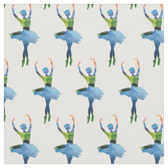 Ballerina Dancer Watercolor Art Tyg (Närbild)