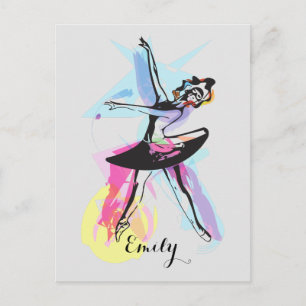 Ballerina Dancer Watercolor Customized Postcard Vykort