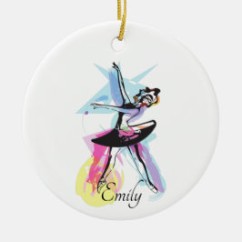 Ballerina Dancer Watercolor Theme Julgransprydnad Keramik