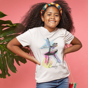 Ballerina Dancer Watercolor Theme T Shirt