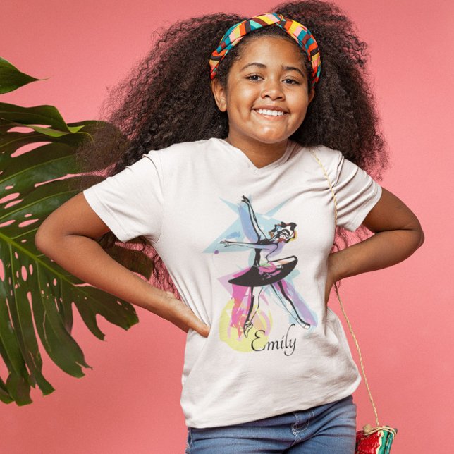 Ballerina Dancer Watercolor Theme T Shirt (Skapare uppladdad)