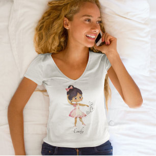 Ballerina Dancer Watercolor Theme T Shirt