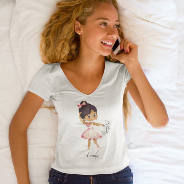 Ballerina Dancer Watercolor Theme T Shirt (Skapare uppladdad)
