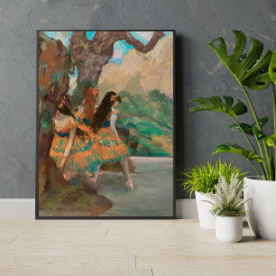 Ballerina Dancers i Orange av Edgar Degas Vintage Poster