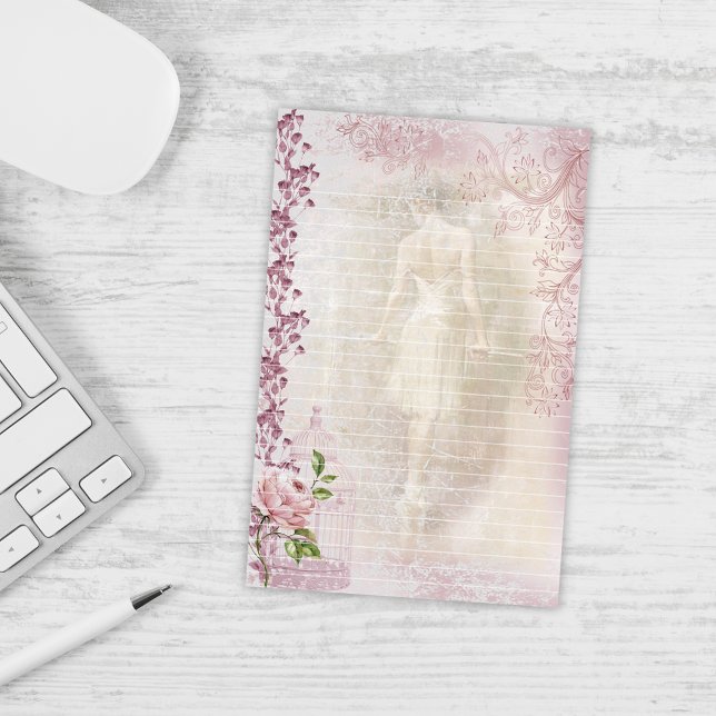 Ballerina Dancing en Pointe Blommigt Line Brevpapper (Skapare uppladdad)
