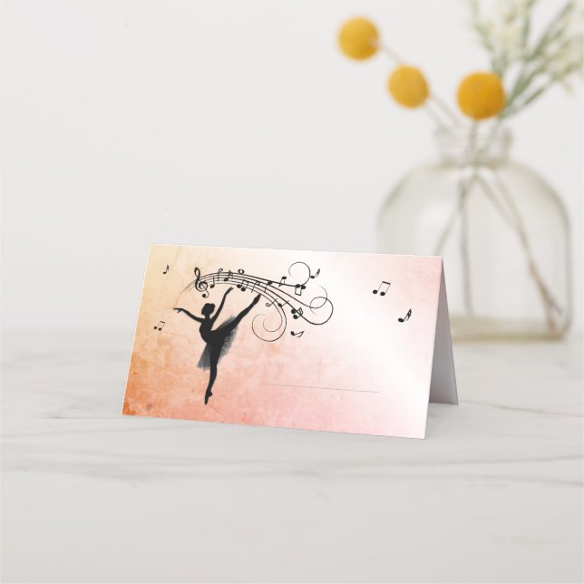 Ballerina Dancing med Music Marcular Orange Glow Placeringskort (Framsida)