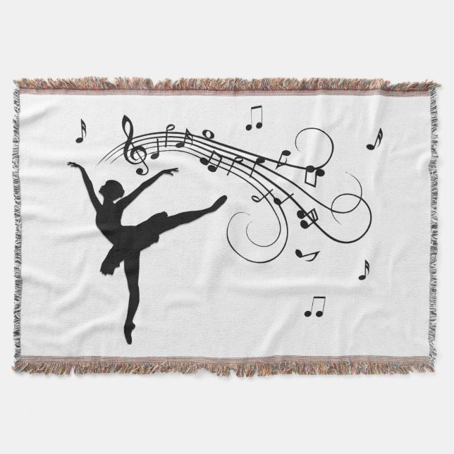 Ballerina Dancing med Musik noter Filt (Framsidan)