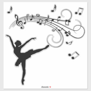Ballerina Dancing med Musik noter Klistermärken