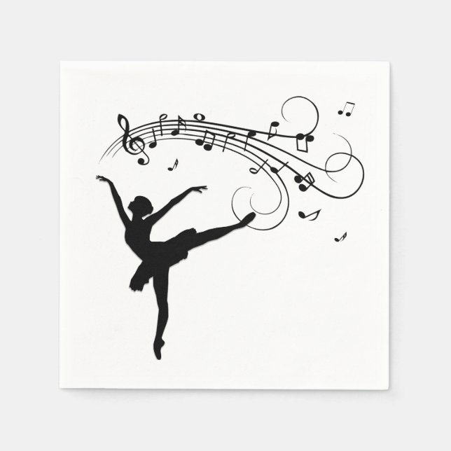Ballerina Dancing med Musik noter Pappersservett (Framsidan)