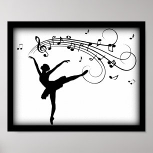 Ballerina Dancing med Musik noter Poster