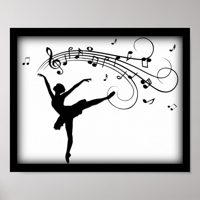 Ballerina Dancing med Musik noter Poster (Framsidan)