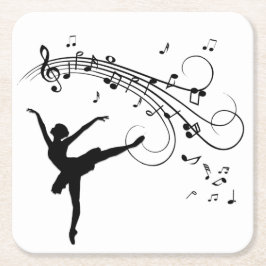 Ballerina Dancing och Music FÖLJER Underlägg Papper Kvadrat