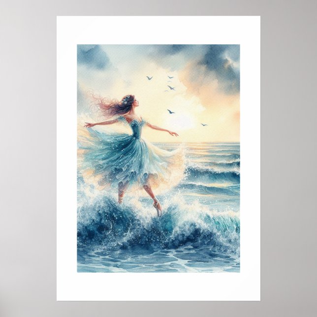 Ballerina Dancing on the Ocean Poster (Framsidan)