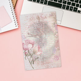 Ballerina Dancing Pose Blommigt Rosa Led Brevpapper