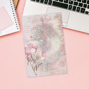 Ballerina Dancing Pose Blommigt Rosa Led Brevpapper