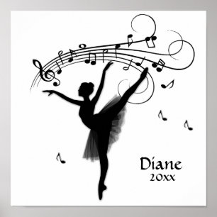 Ballerina Dancing with Music Personal Poster