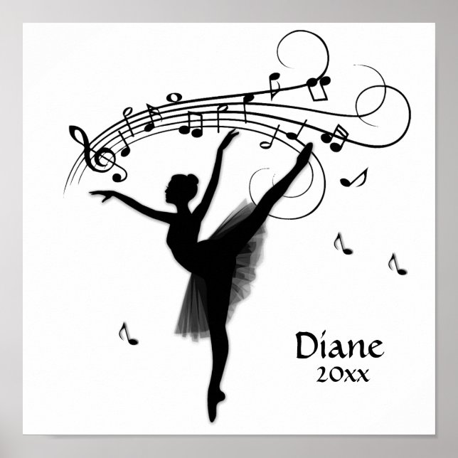 Ballerina Dancing with Music Personal Poster (Framsidan)