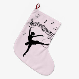 Ballerina Dancing with Music Rosa Stor Julstrumpa