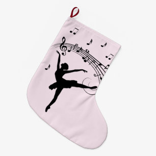 Ballerina Dancing with Music Rosa Stor Julstrumpa