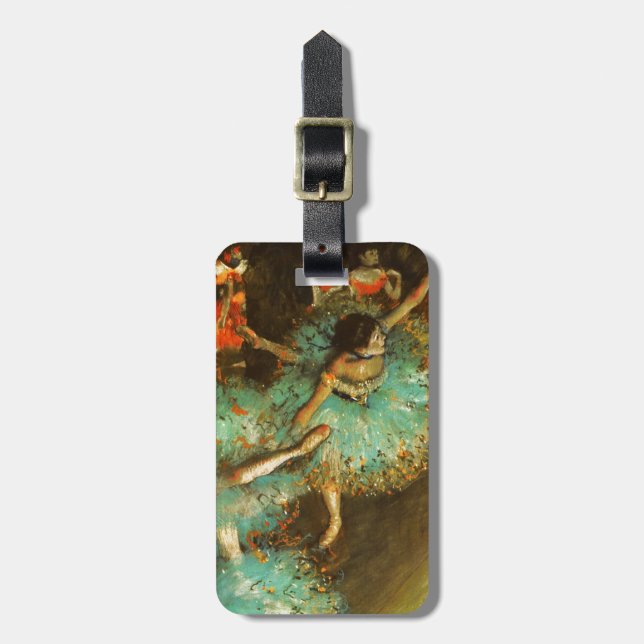 Ballerina Dans Grön Dansare Edgar Degas Målning Bagagebricka (Vertikal Framsida)
