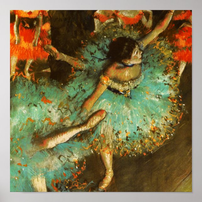 Ballerina Dans Grön Dansare Edgar Degas Målning Poster (Framsidan)