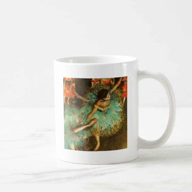 Ballerina Dans Grön Dansare Edger Degas Målning Kaffemugg (Höger)