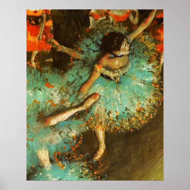 Ballerina Dans Grön Dansare Edger Degas Målning Poster (Framsidan)