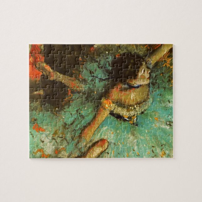 Ballerina Dans Grön Dansare Edger Degas Målning Pussel (Horisontell)