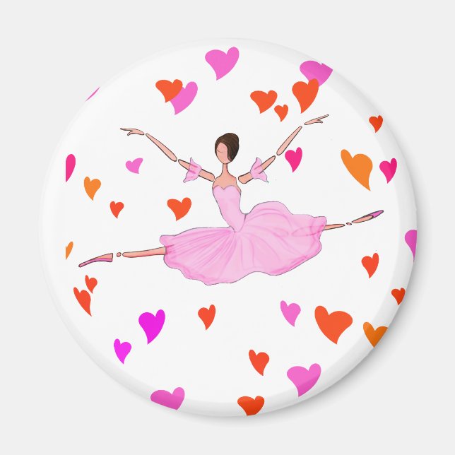 Ballerina dans in Colorful Hearts Magnet (Framsidan)